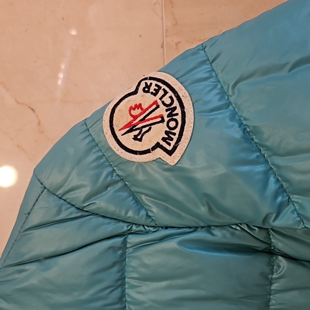 WOMENS AUTHENTIC MONCLER TURQUOISE BLUE GREEN PUFFER COAT JACKET $1250 SZ 2 (M) - Picture 2 of 10